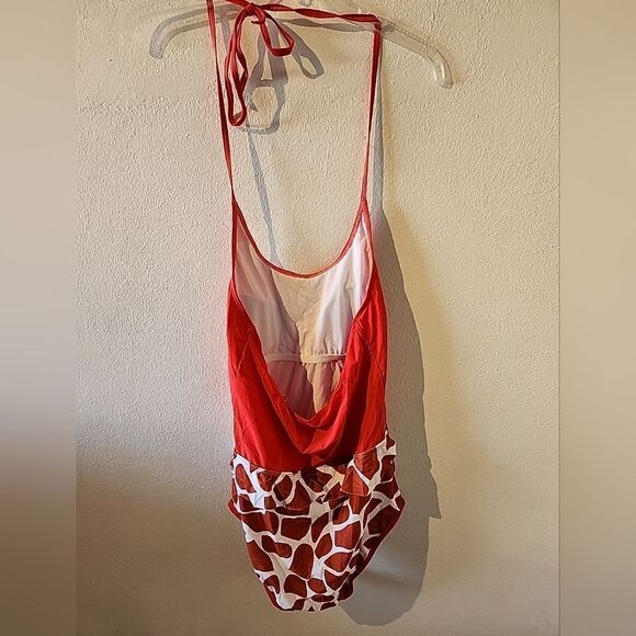 Meet Curve Swimsuit Red Summer Colorful L large Tie Back One Piece - Picture 4 of 5